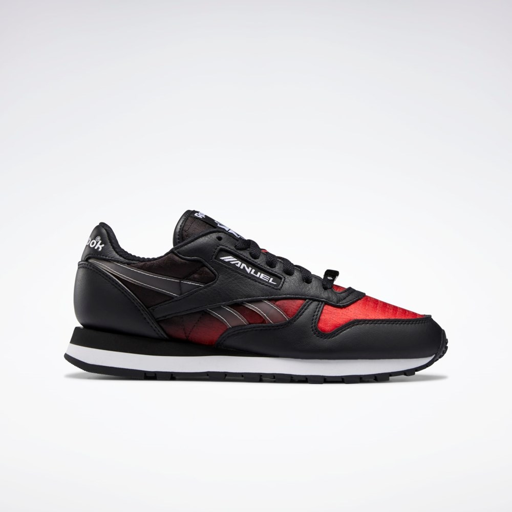 Reebok Anuel Classic Leather Shoes Černé Červené Bílé | RWUXQ9042