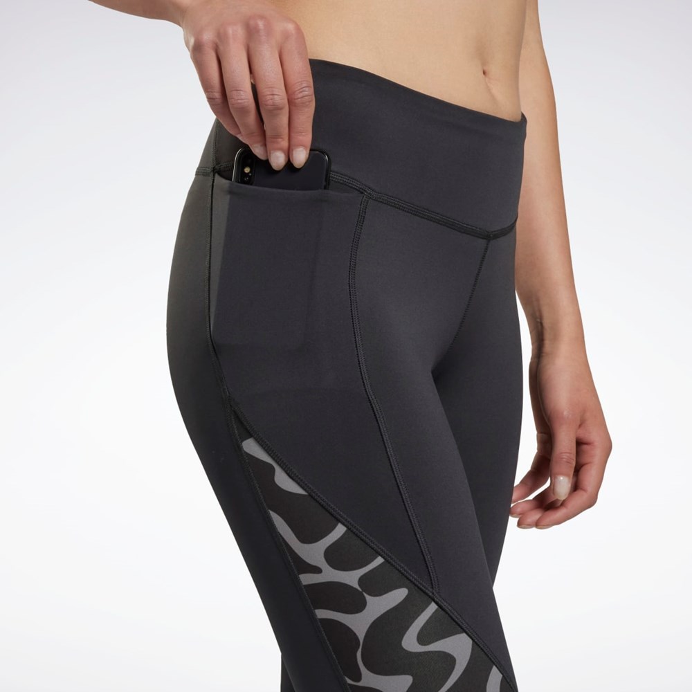 Reebok Běžecké Printed Leggings Černé | DOKJY3647