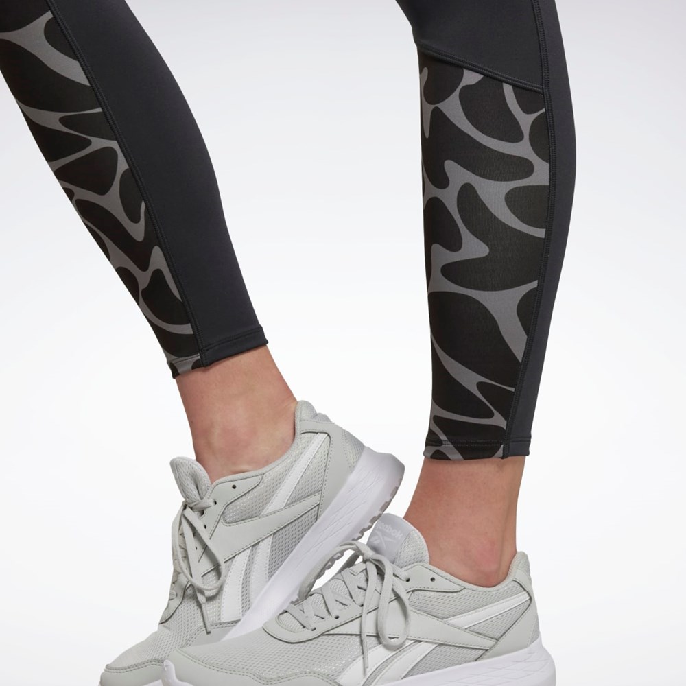 Reebok Běžecké Printed Leggings Černé | DOKJY3647