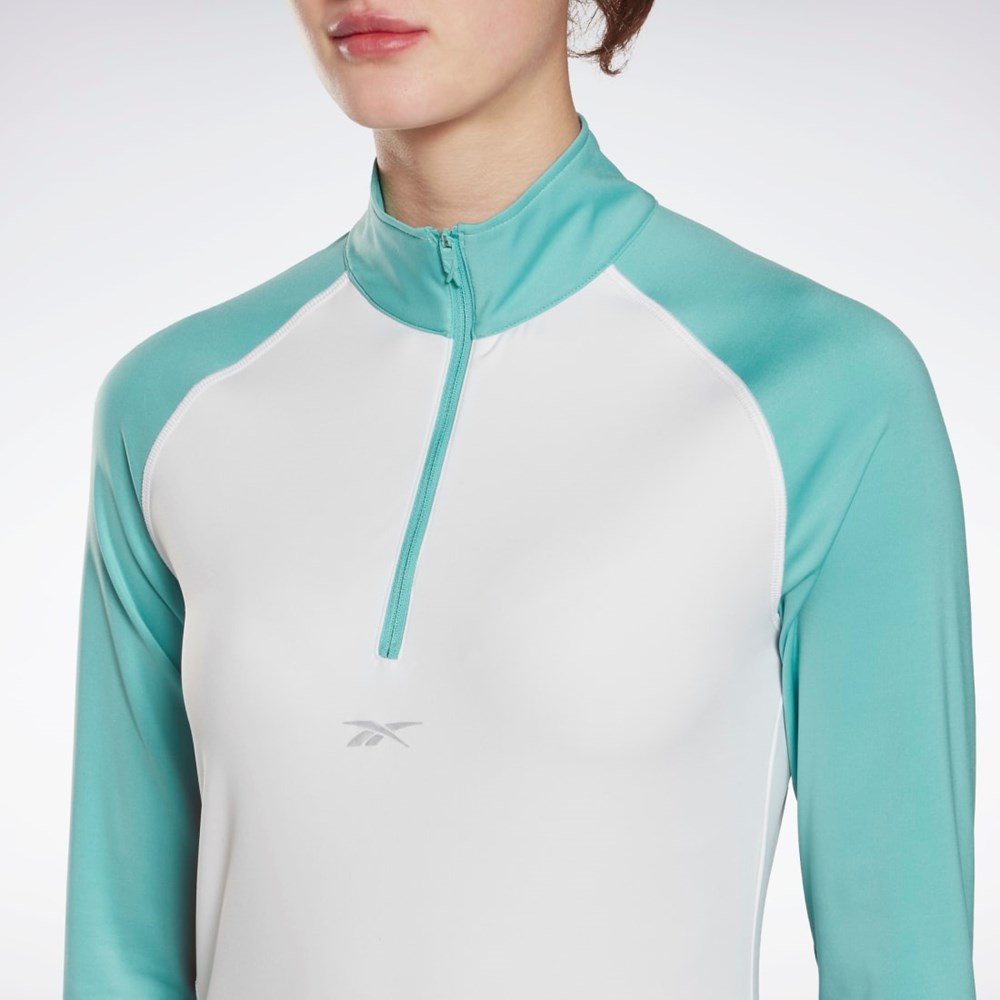 Reebok Běžecké Quarter-Zip Sweatshirt Bílé | RYZEK8941