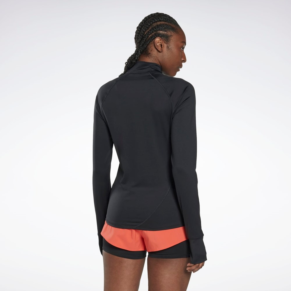 Reebok Běžecké Quarter-Zip Sweatshirt Černé | JXQLK7218