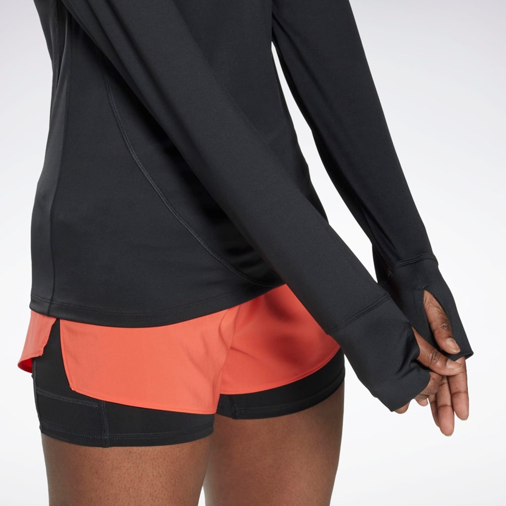Reebok Běžecké Quarter-Zip Sweatshirt Černé | JXQLK7218