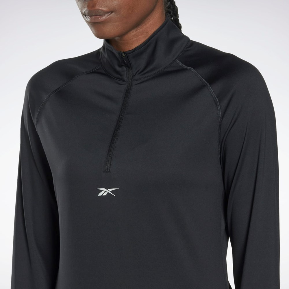 Reebok Běžecké Quarter-Zip Sweatshirt Černé | JXQLK7218