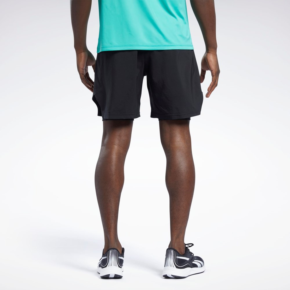 Reebok Běžecké Two-in-One Shorts Černé | XJYPO5703