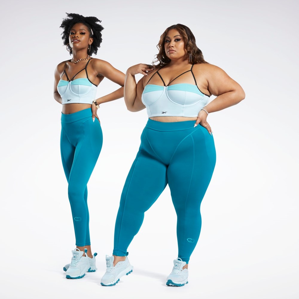 Reebok Cardi B High-Rise Tights (Plus Size) Seaport Teal | HFIYK0437