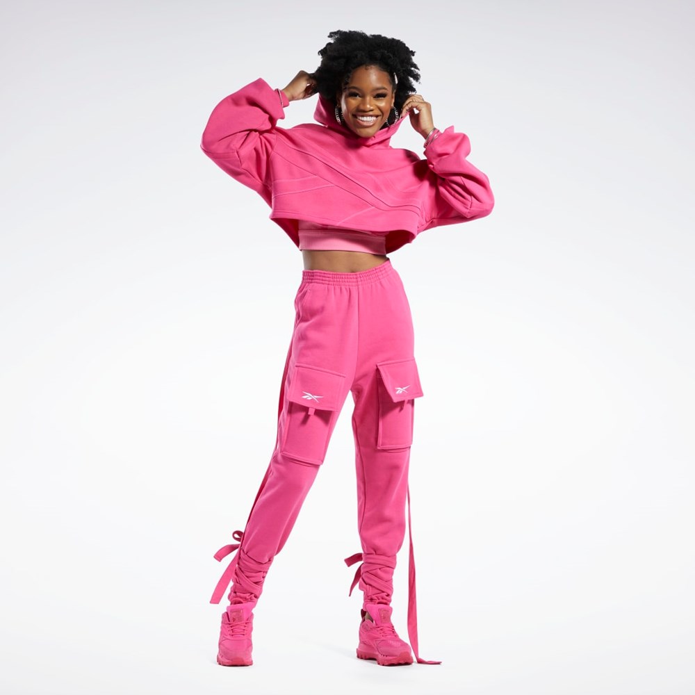 Reebok Cardi B Knit Hoodie Růžové Růžové | ETLQN2564