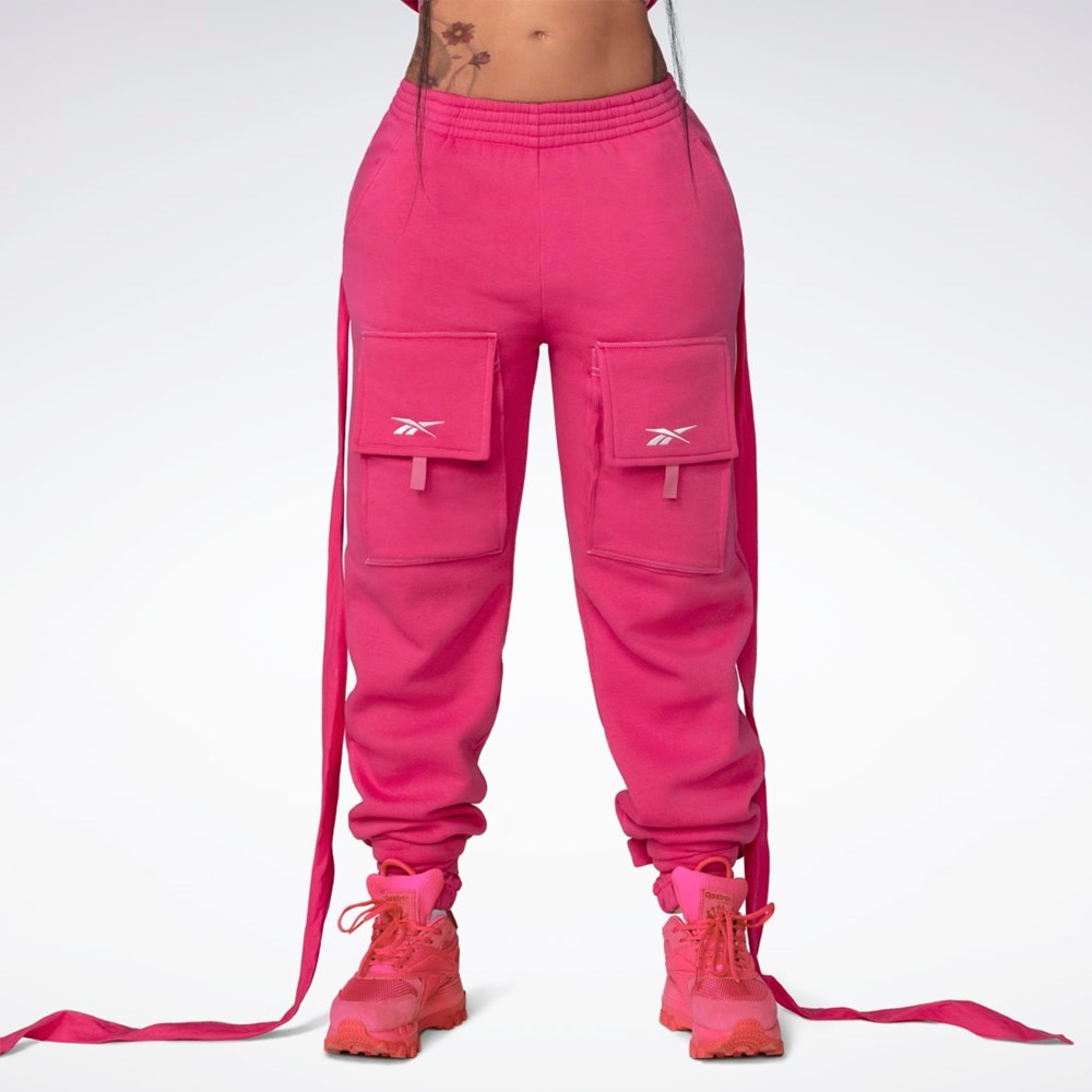 Reebok Cardi B Knit Pants Růžové | HURVE4865