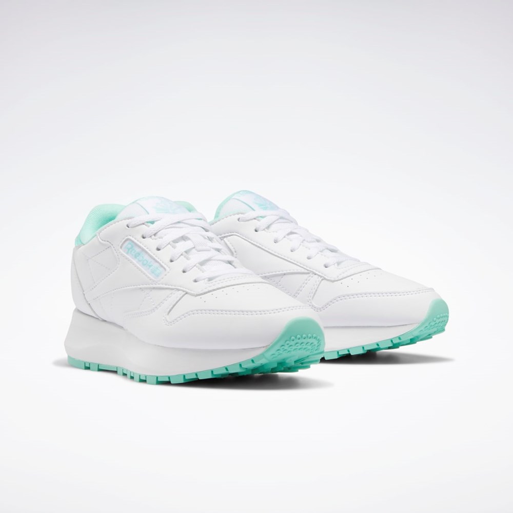 Reebok Classic Leather SP Shoes - Grade School Bílé Mátově Zelená Bílé | FQRVT7934