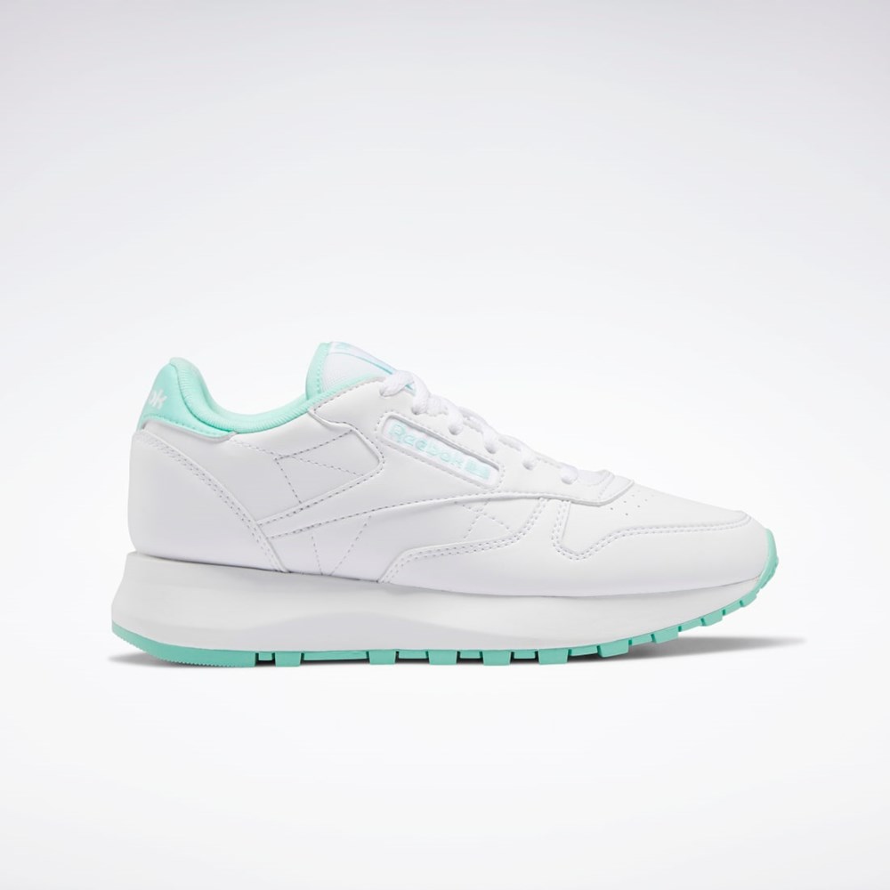 Reebok Classic Leather SP Shoes - Grade School Bílé Mátově Zelená Bílé | FQRVT7934