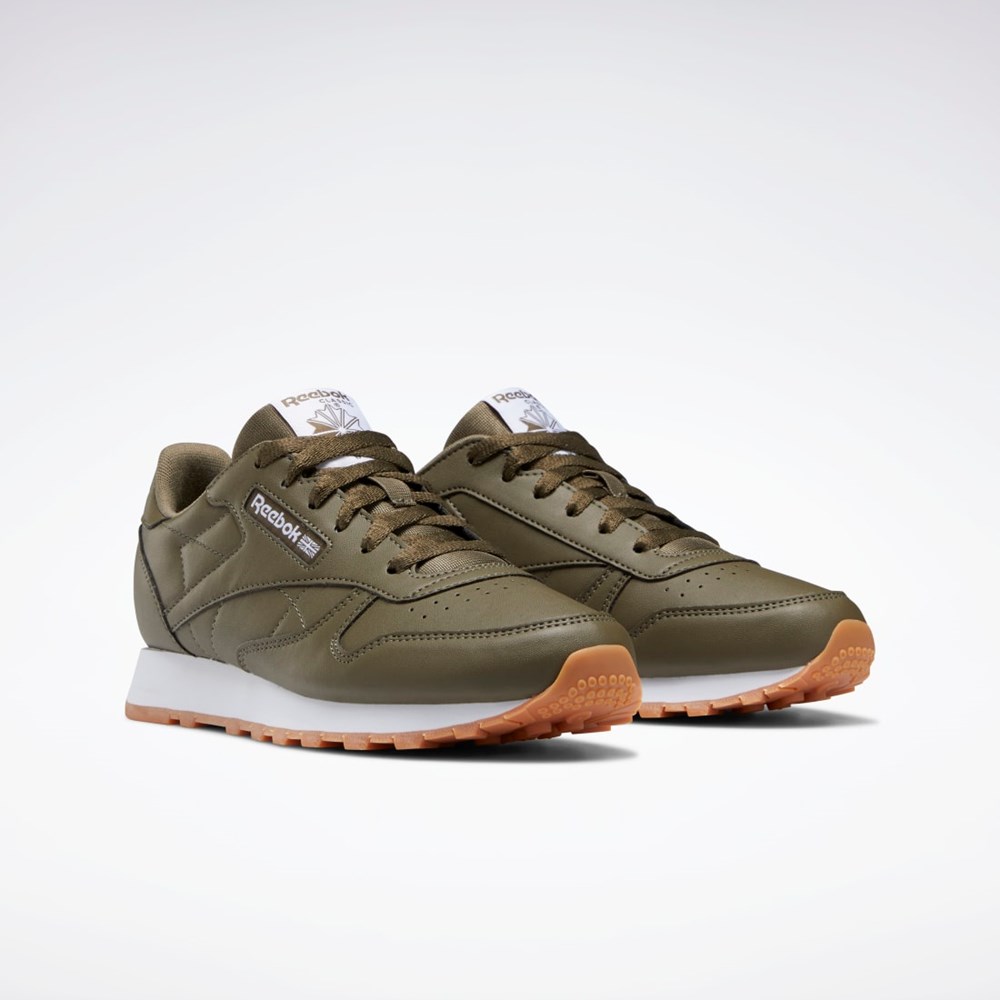 Reebok Classic Leather Shoes - Grade School Zelene Zelene Zelene | GVAYE8063