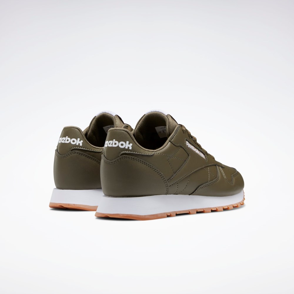 Reebok Classic Leather Shoes - Grade School Zelene Zelene Zelene | GVAYE8063