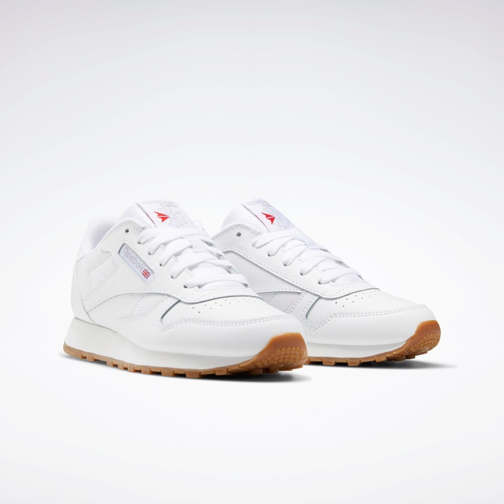 Reebok Classic Leather Shoes - Grade School Bílé Bílé | VDTJF2567