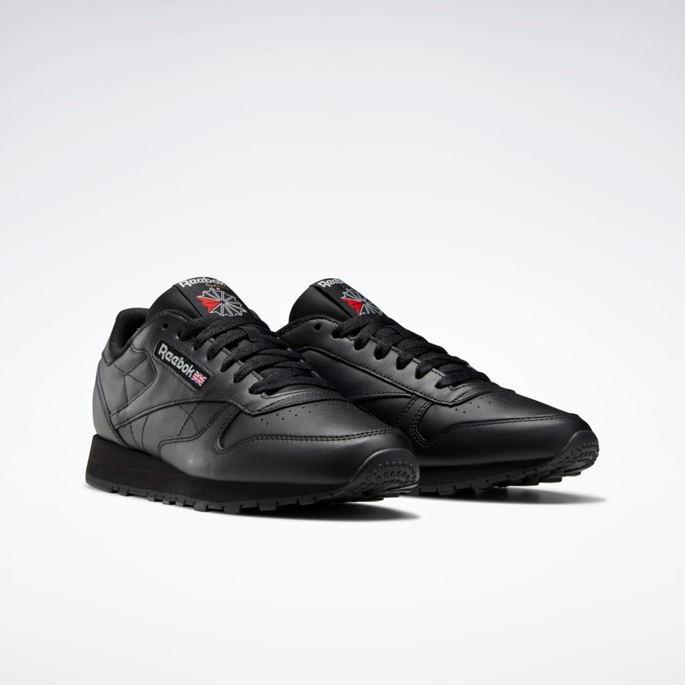 Reebok Classic Leather Shoes Černé Černé Šedé | IADVM1683
