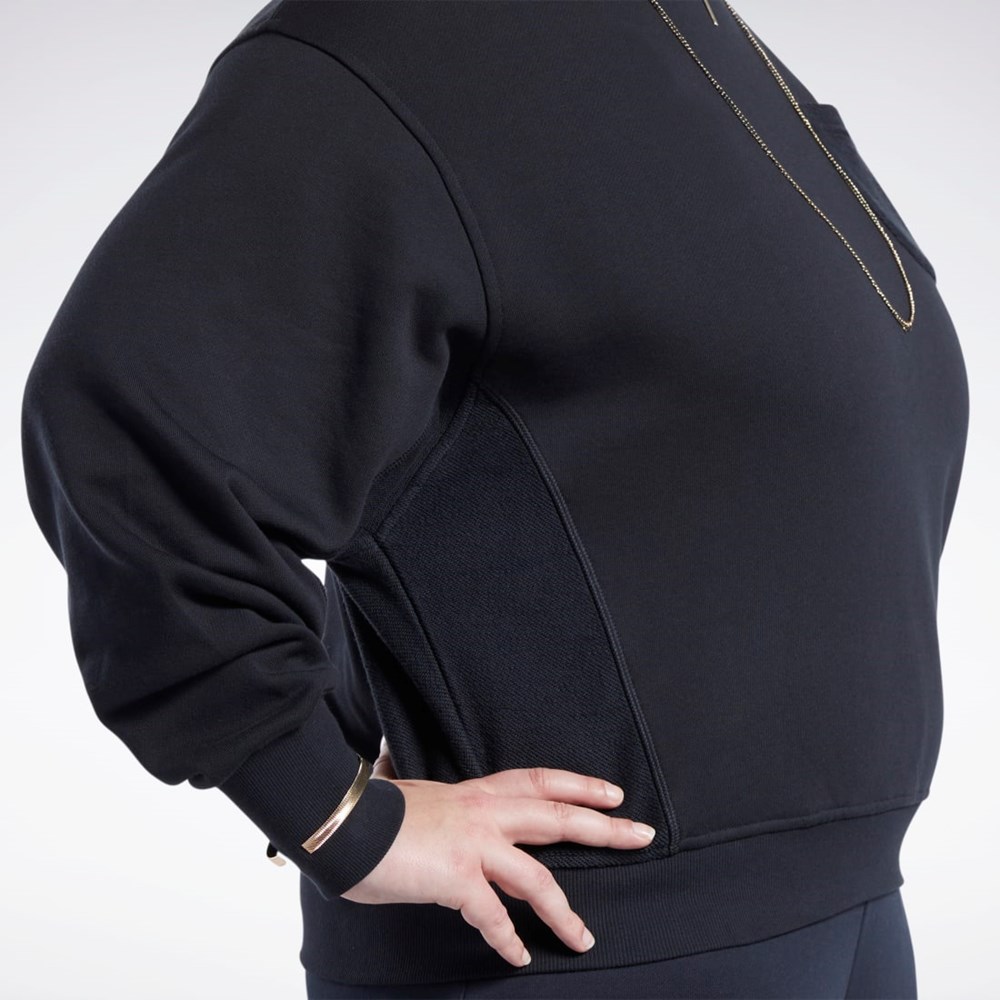 Reebok Classics Bavlněné French Terry Sweatshirt (Plus Size) Černé | VPFXB4510