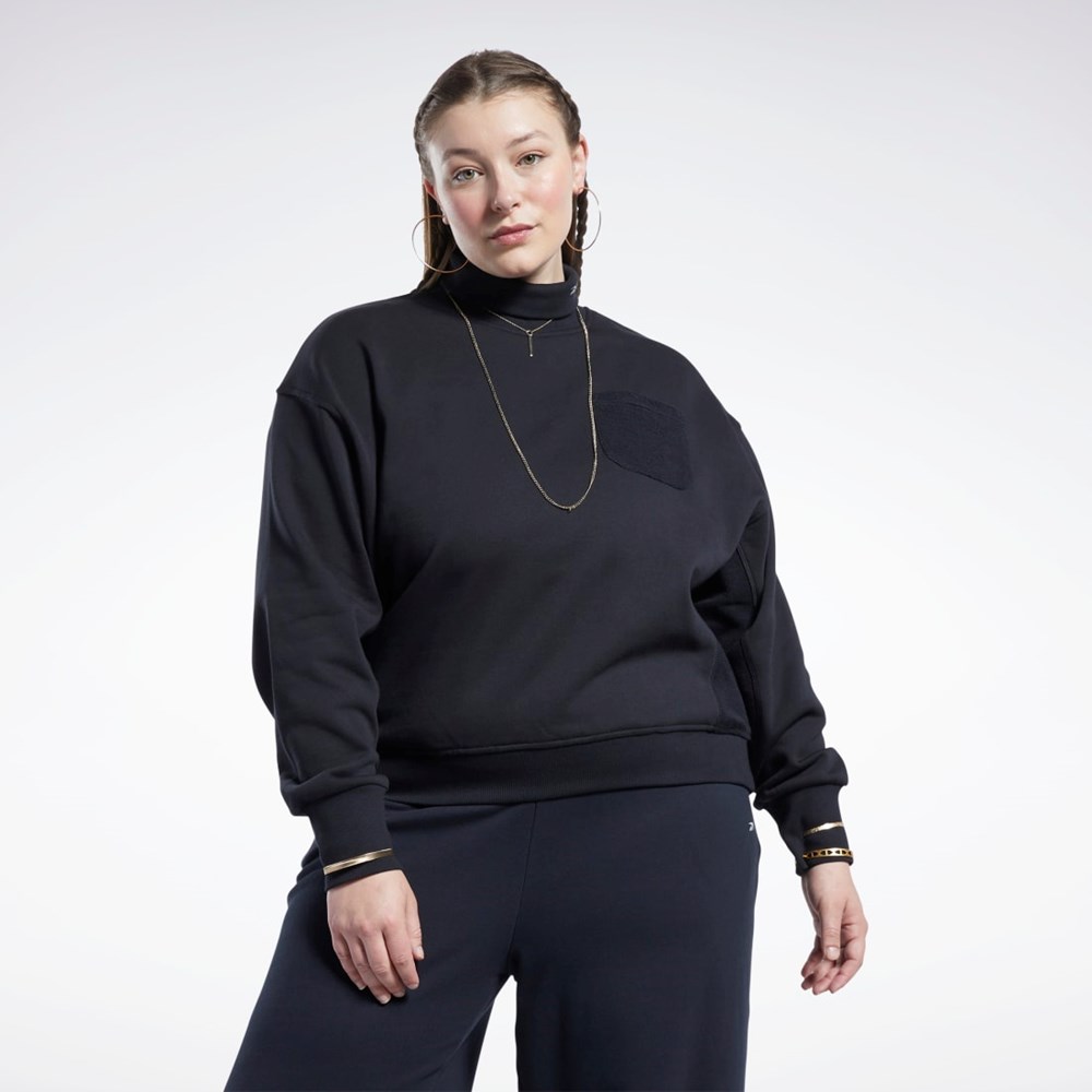Reebok Classics Bavlněné French Terry Sweatshirt (Plus Size) Černé | VPFXB4510