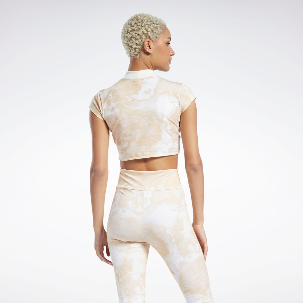 Reebok Classics Cloud Splatter-Print Krátké Sleeve Cropped T-Shirt Stucco | OKDSW6093