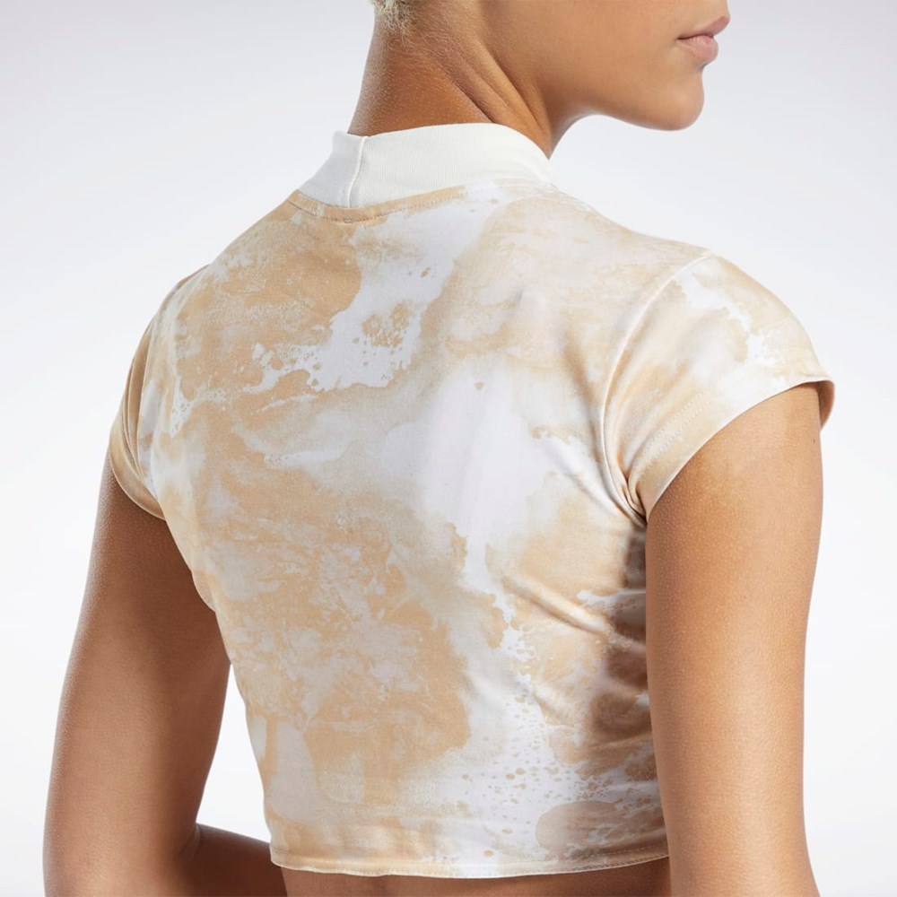 Reebok Classics Cloud Splatter-Print Krátké Sleeve Cropped T-Shirt Stucco | OKDSW6093
