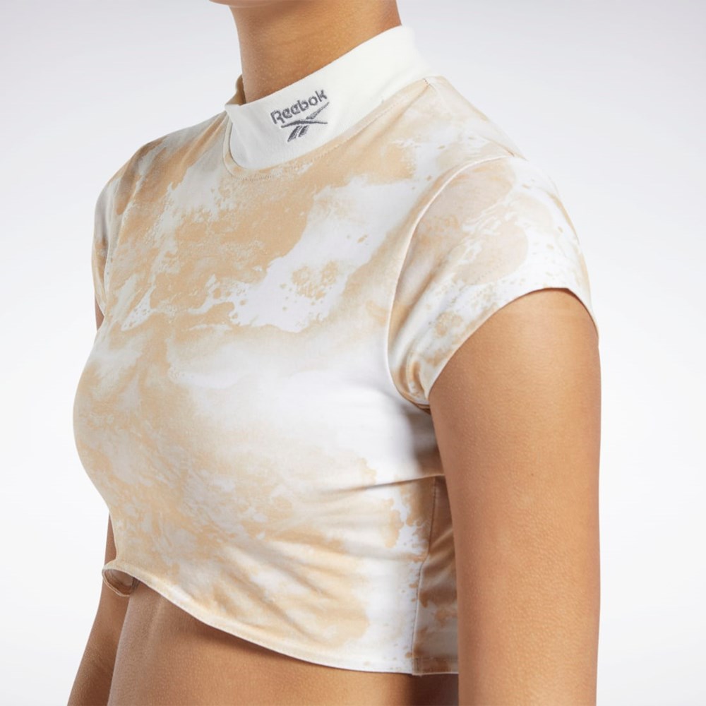 Reebok Classics Cloud Splatter-Print Krátké Sleeve Cropped T-Shirt Stucco | OKDSW6093