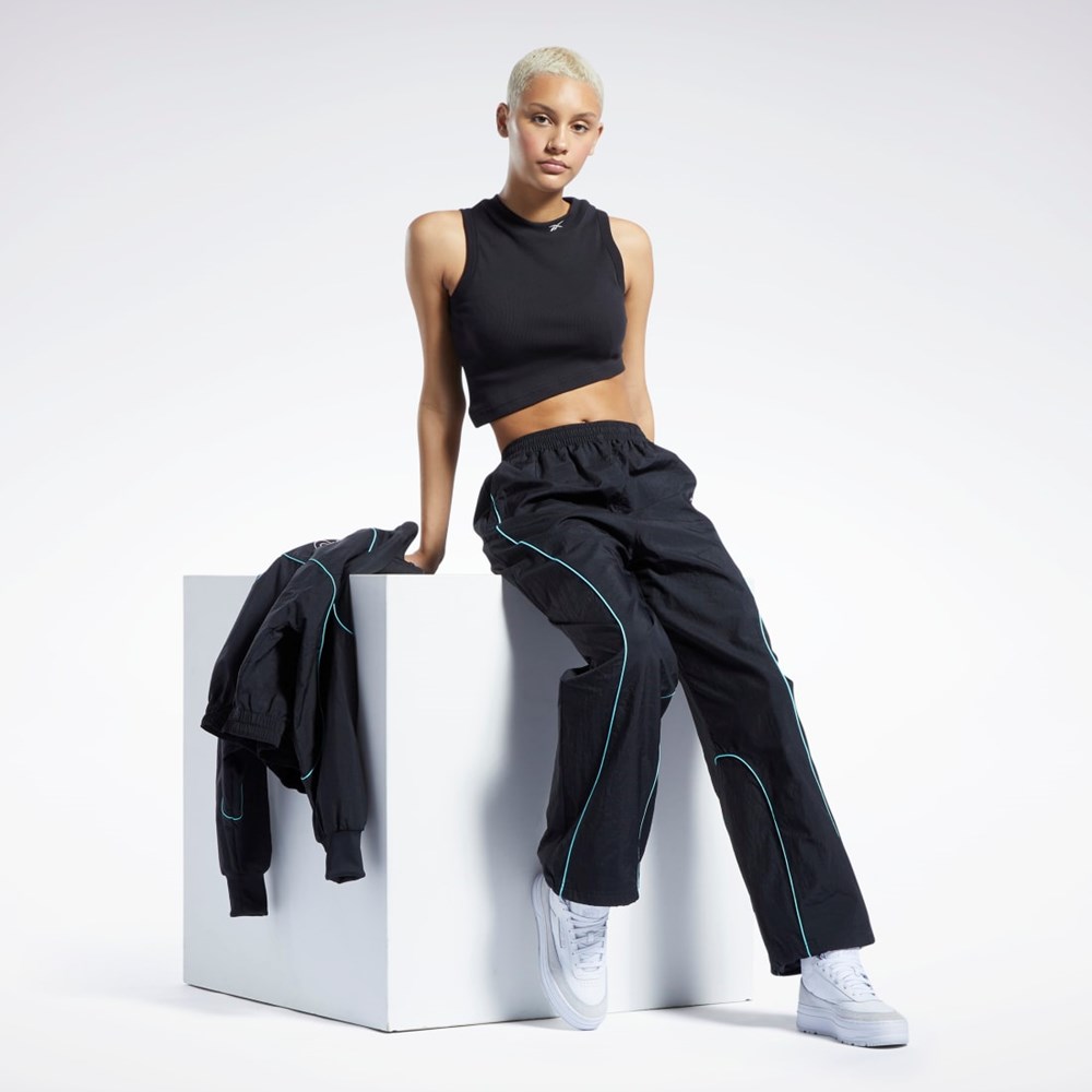 Reebok Classics Cropped Žebrovaný Tank Top Černé | VLADH4586