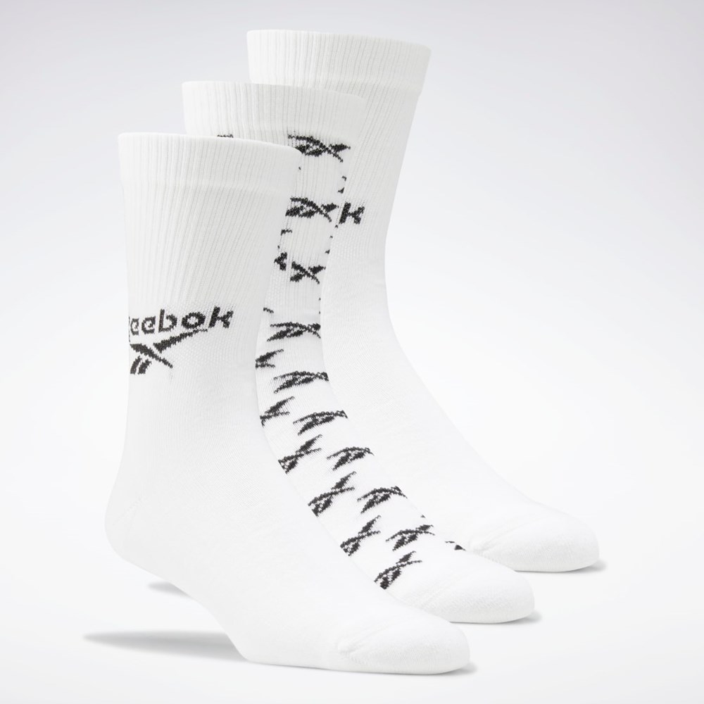 Reebok Classics Fold-Over Crew Socks 3 Pairs Bílé | SFHKY8253