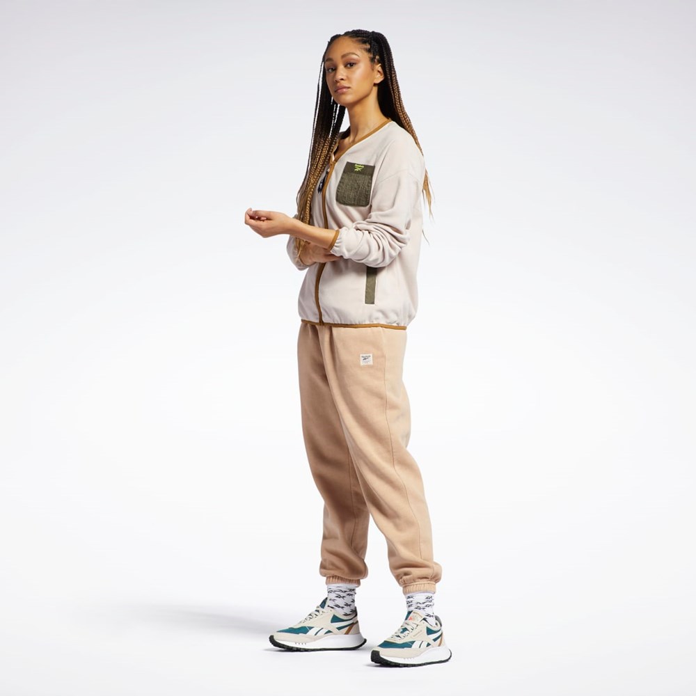 Reebok Classics Polar Fleece Zip-Up Jacket Soft Ecru | JXIVK3408
