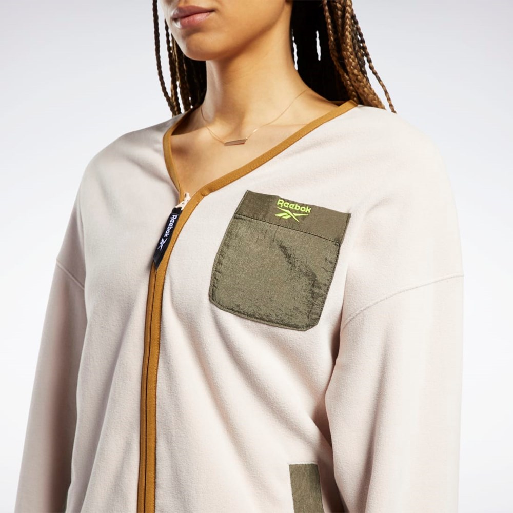 Reebok Classics Polar Fleece Zip-Up Jacket Soft Ecru | JXIVK3408