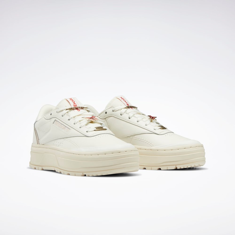 Reebok Club C Double GEO Shoes Chalk / Alabaster / Soft Ecru | VHNFA4809
