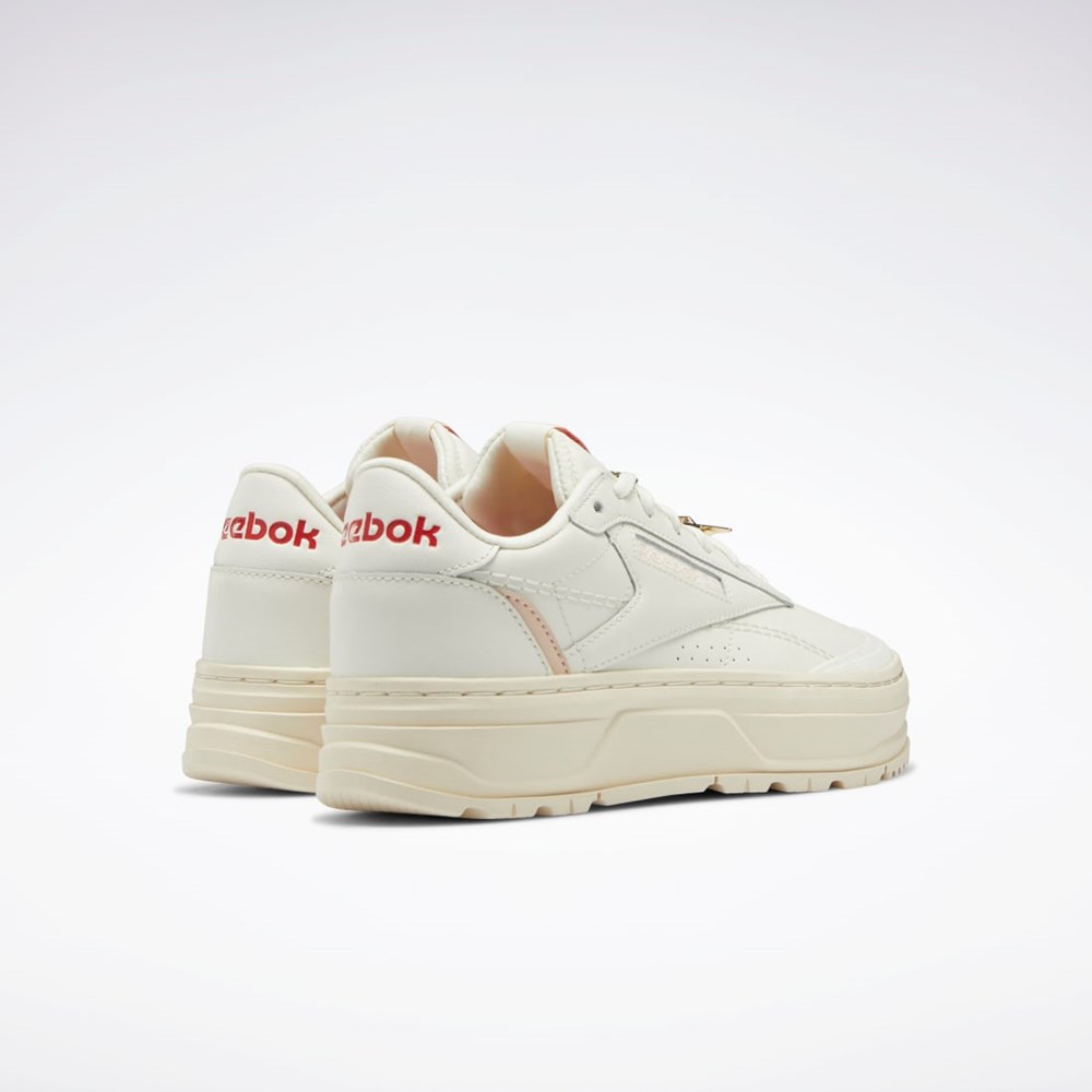 Reebok Club C Double GEO Shoes Chalk / Alabaster / Soft Ecru | VHNFA4809