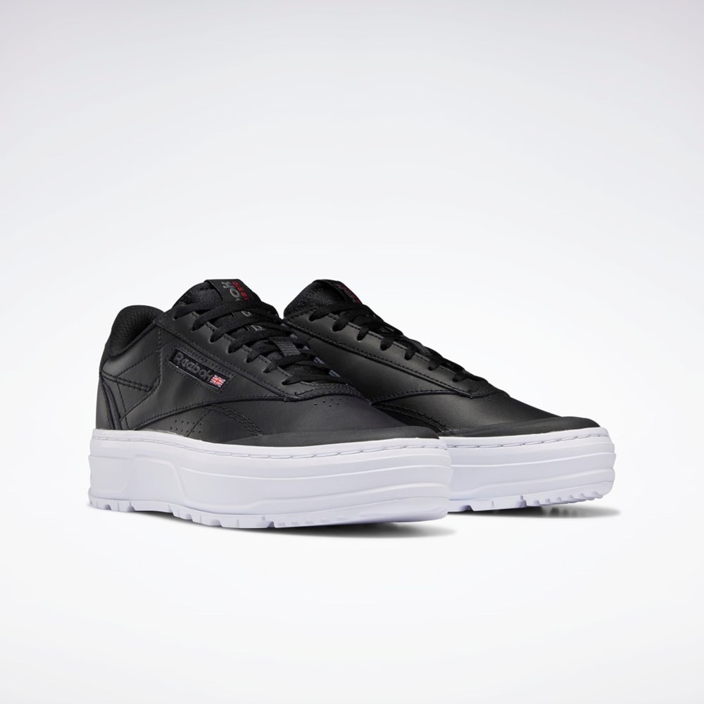 Reebok Club C Double GEO Shoes Černé Černé Bílé | XLPDH7160
