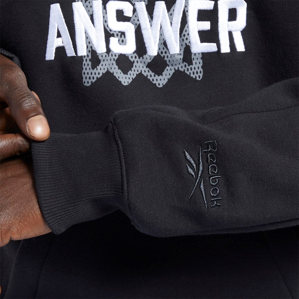 Reebok Iverson Basketball Fleece Hoodie Černé | JMZVY1860