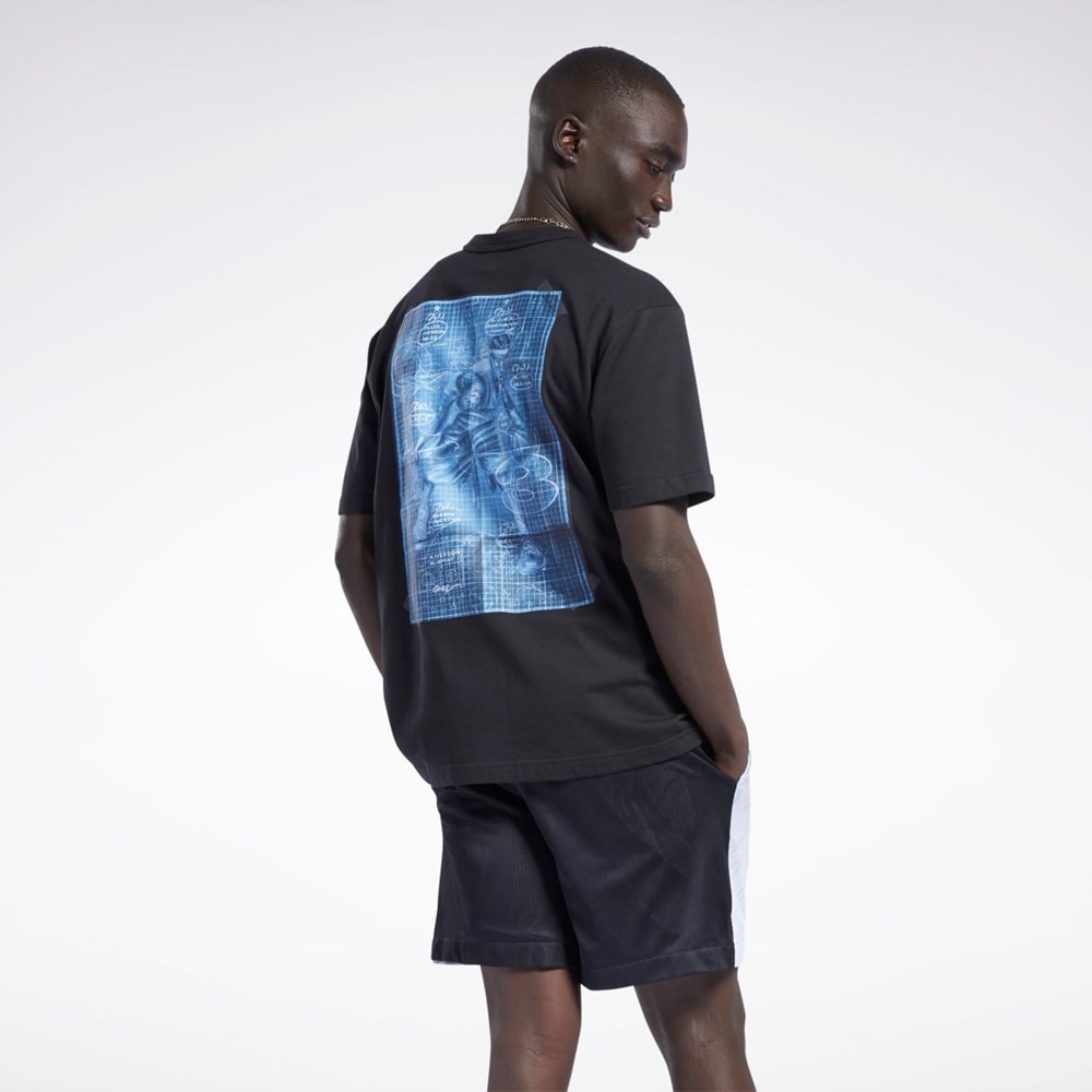 Reebok Iverson Basketball I3 Blueprint Krátké Sleeve T-Shirt Černé | FEYLU8264