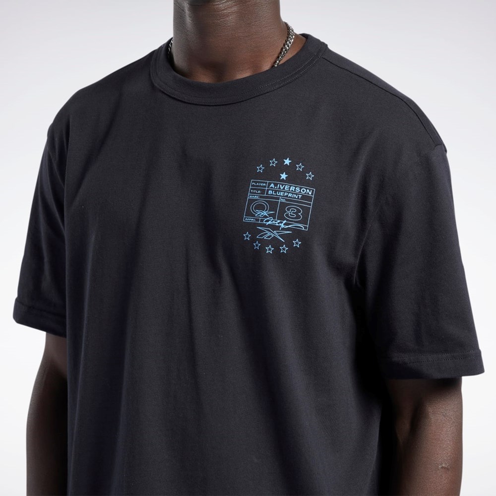 Reebok Iverson Basketball I3 Blueprint Krátké Sleeve T-Shirt Černé | FEYLU8264