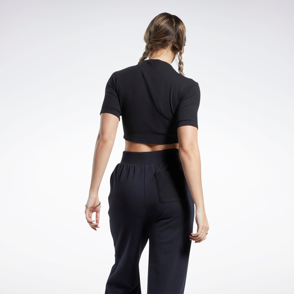 Reebok Krátké Sleeve Rib Tight Shirt Černé | ODYVW7348