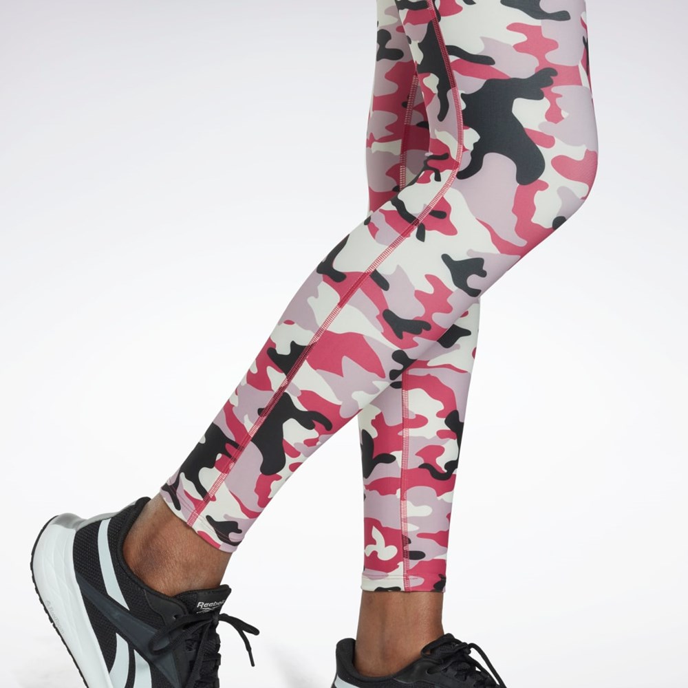 Reebok Lux Bold Camo Print Tights Růžové | DHUMT7980
