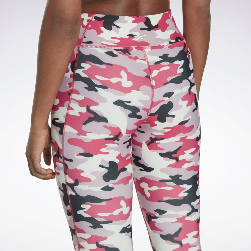 Reebok Lux Bold Camo Print Tights Růžové | DHUMT7980