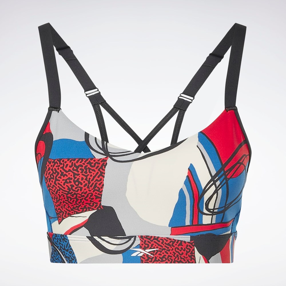 Reebok Lux Perform Grafická Páskové Bra Blankyt | MABIJ2734