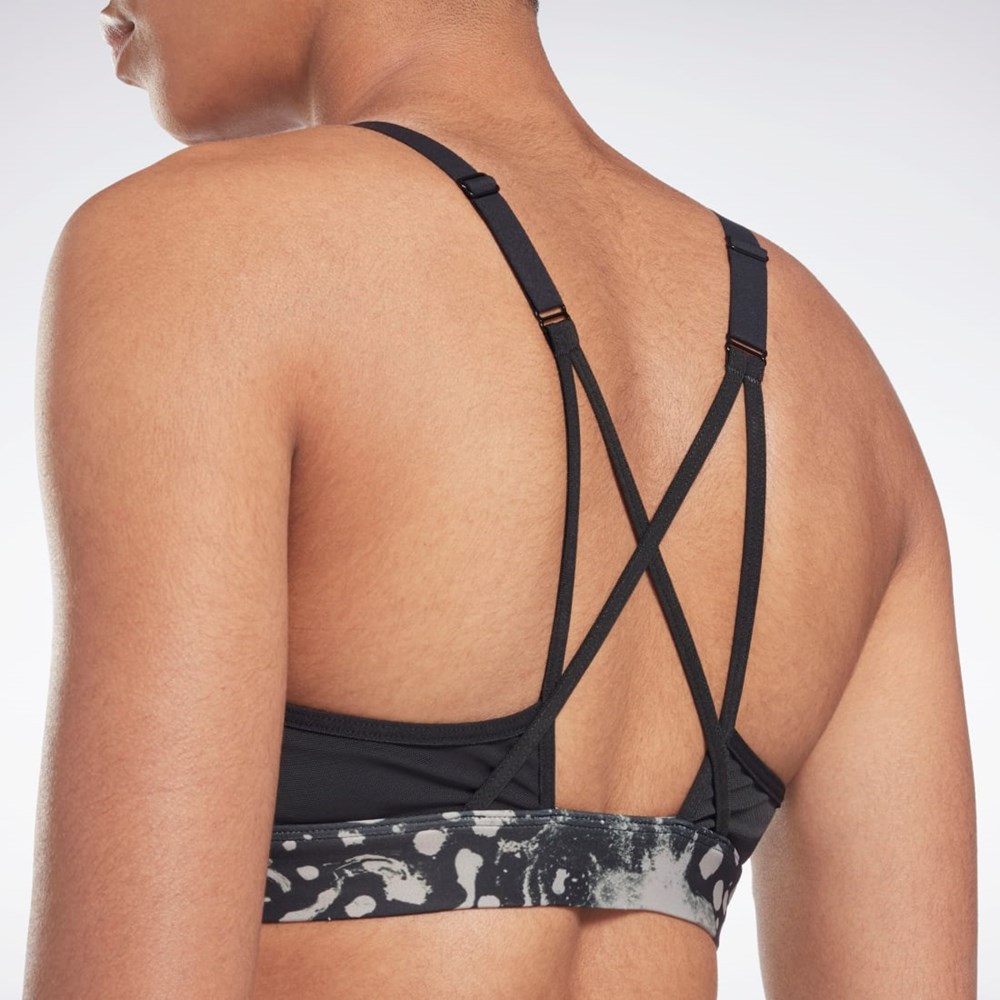 Reebok Lux Páskové Modern Safari Print Sports Bra Černé | MRJNB3704