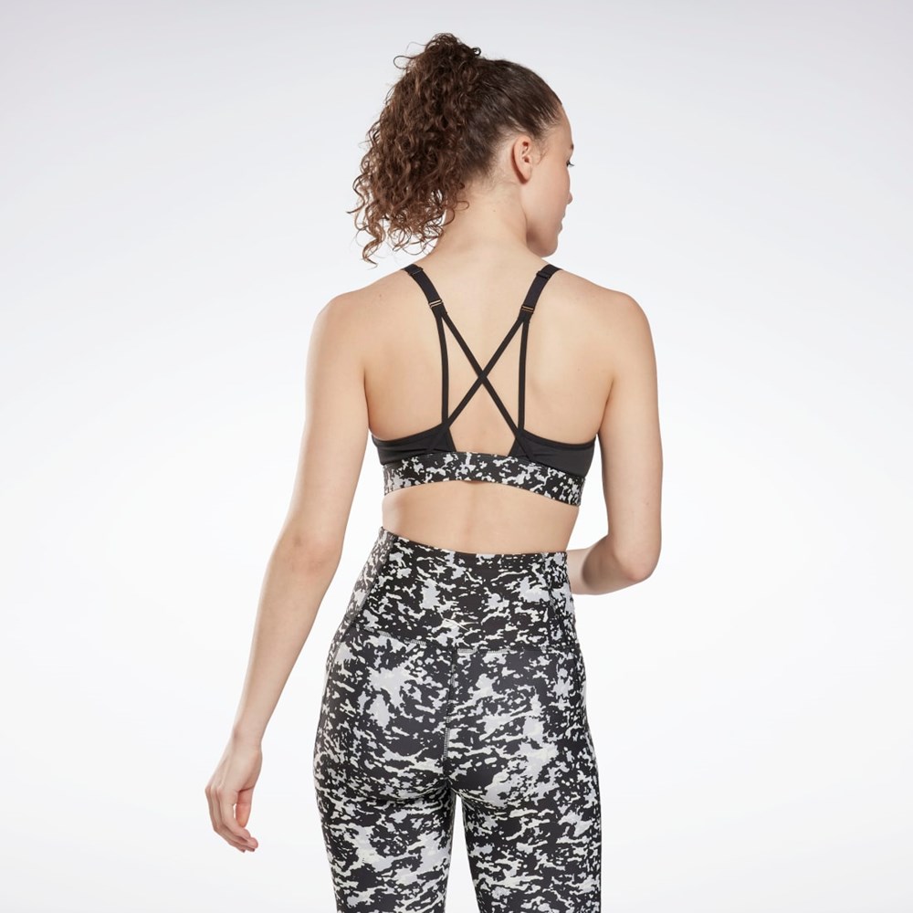 Reebok Lux Speckle Modern Safari Páskové Bra Černé | OYBPE2746