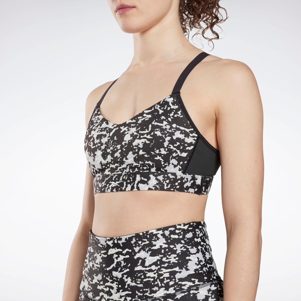 Reebok Lux Speckle Modern Safari Páskové Bra Černé | OYBPE2746