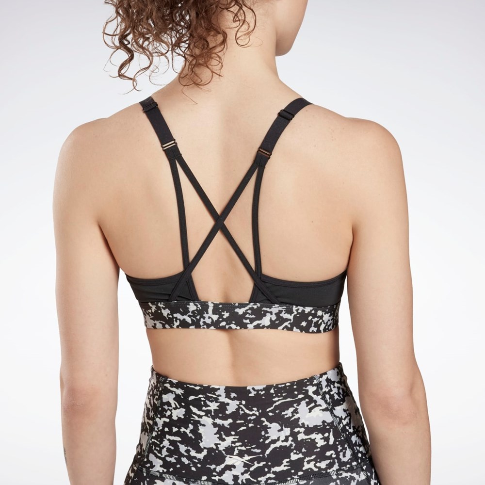 Reebok Lux Speckle Modern Safari Páskové Bra Černé | OYBPE2746
