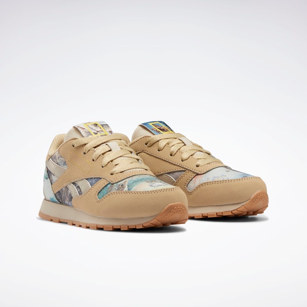Reebok National Geographic Classics Leather Shoes - Preschool Béžový | JXWVQ6453