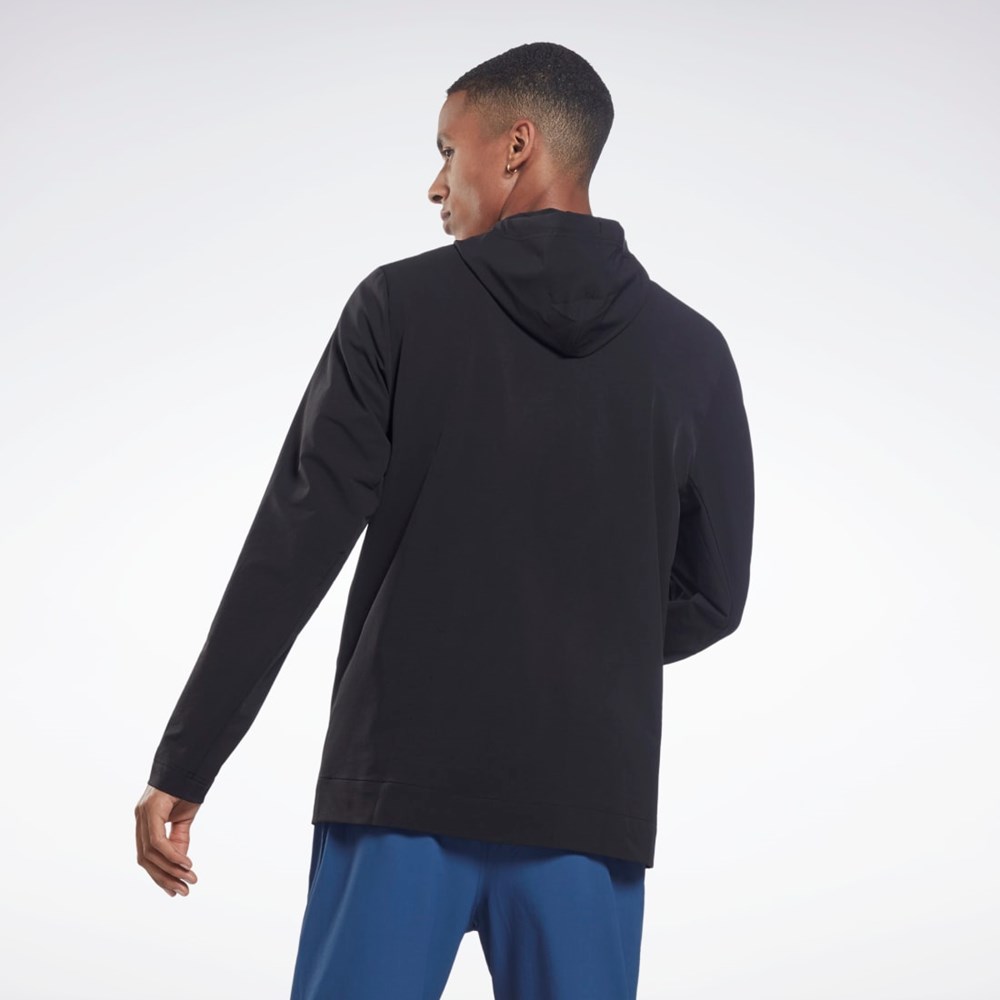 Reebok Performance Woven Zip Up Hoodie Černé | PKLXU0125