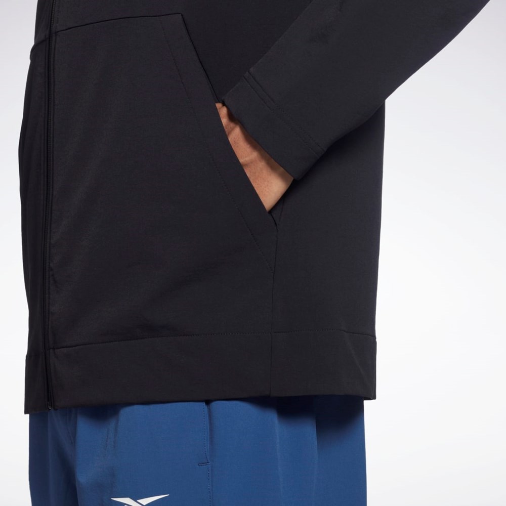 Reebok Performance Woven Zip Up Hoodie Černé | PKLXU0125