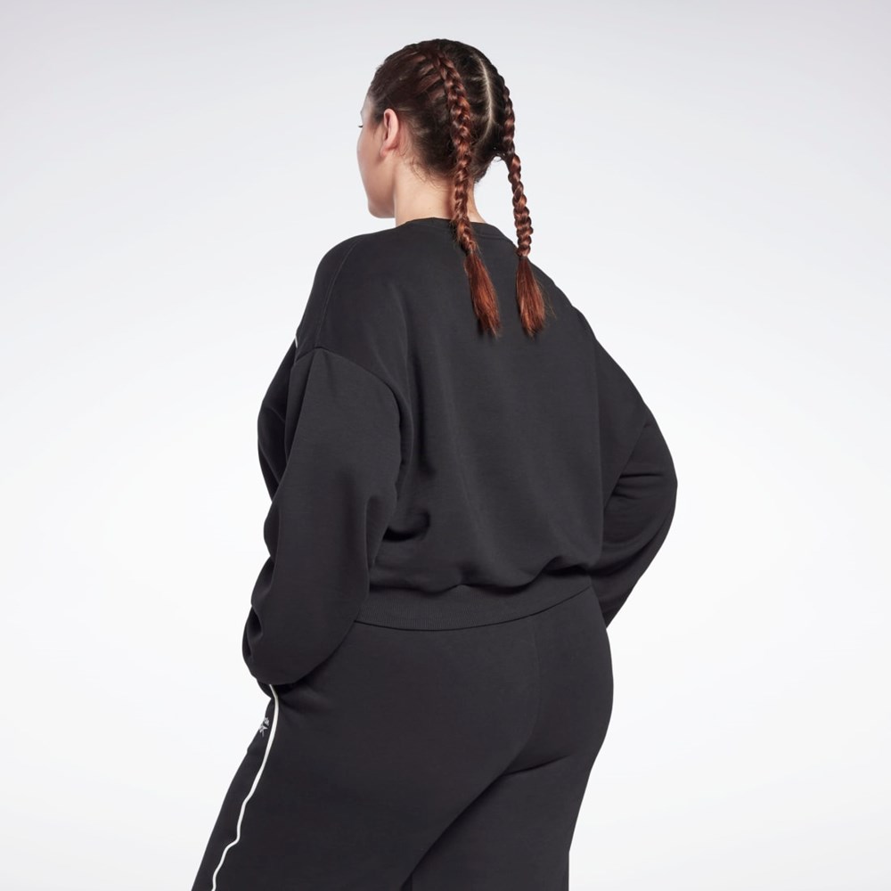 Reebok Piping Crewneck Sweatshirt (Plus Size) Černé | NOICB9750