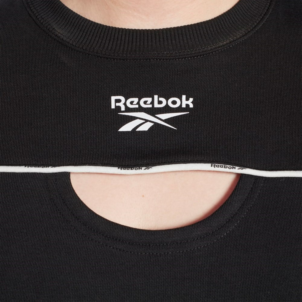 Reebok Piping Crewneck Sweatshirt (Plus Size) Černé | NOICB9750