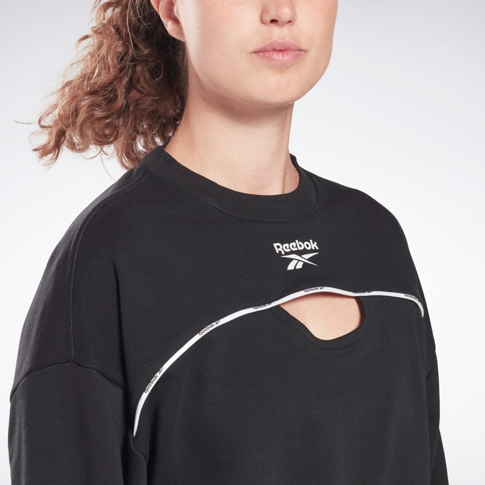 Reebok Piping Crewneck Sweatshirt Černé | ZQBTW4835