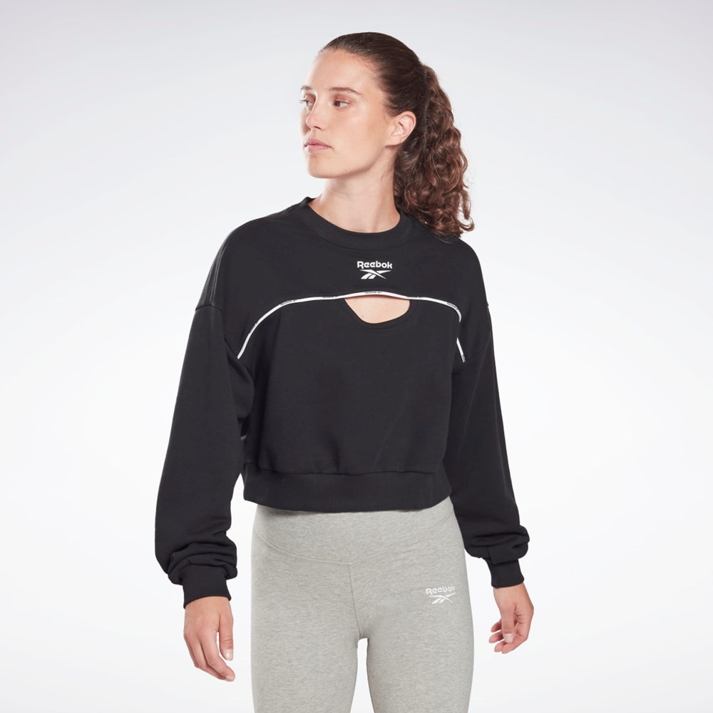 Reebok Piping Crewneck Sweatshirt Černé | ZQBTW4835