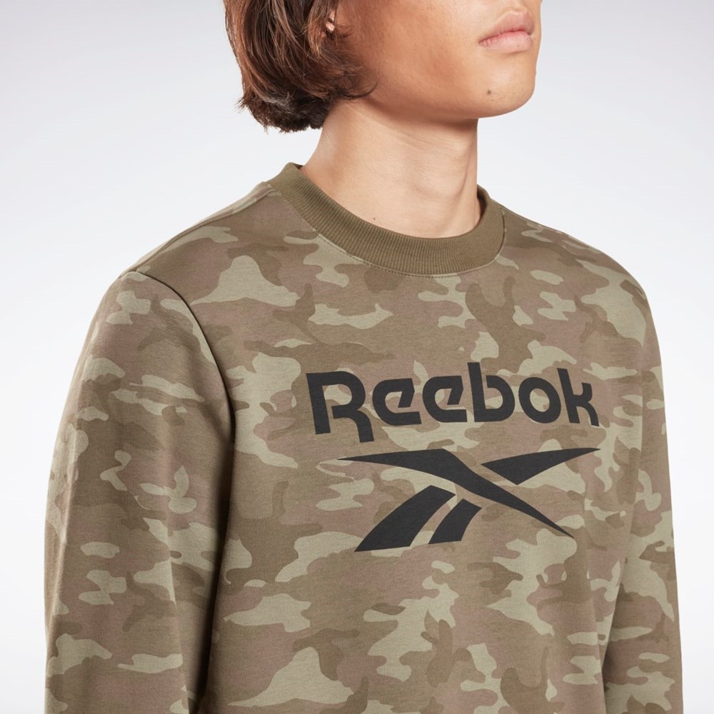Reebok Reebok Identity Camo Big Logo Crew Sweatshirt Zelene | HJDPQ8527