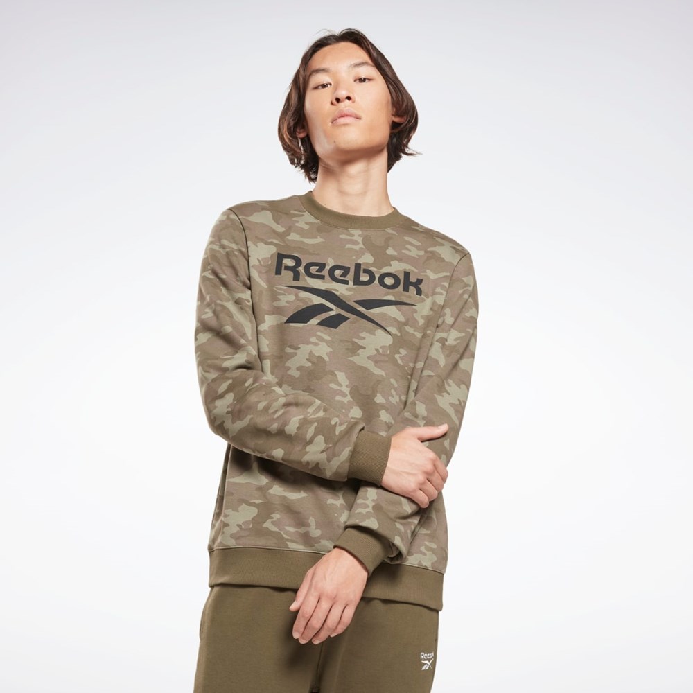 Reebok Reebok Identity Camo Big Logo Crew Sweatshirt Zelene | HJDPQ8527