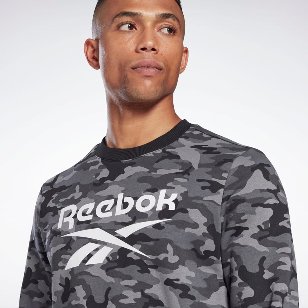 Reebok Reebok Identity Camo Big Logo Crew Sweatshirt Černé | NWXMJ8965